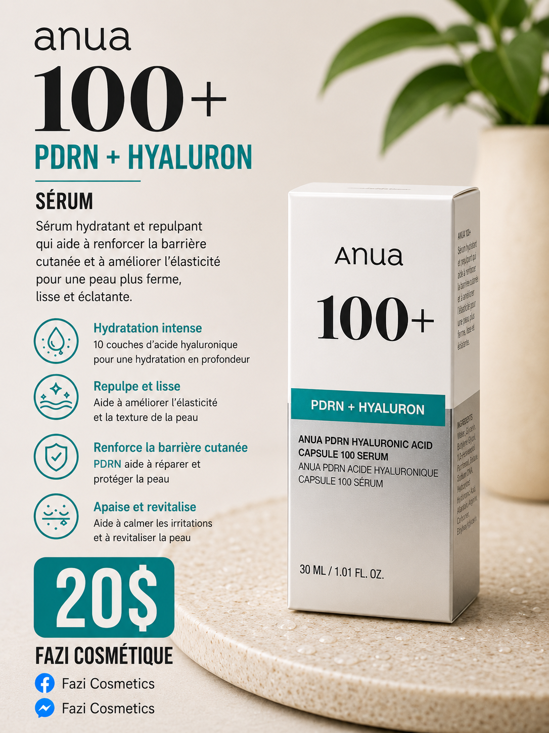 Anua 100+ PDRN + Hyaluron Serum 30ML