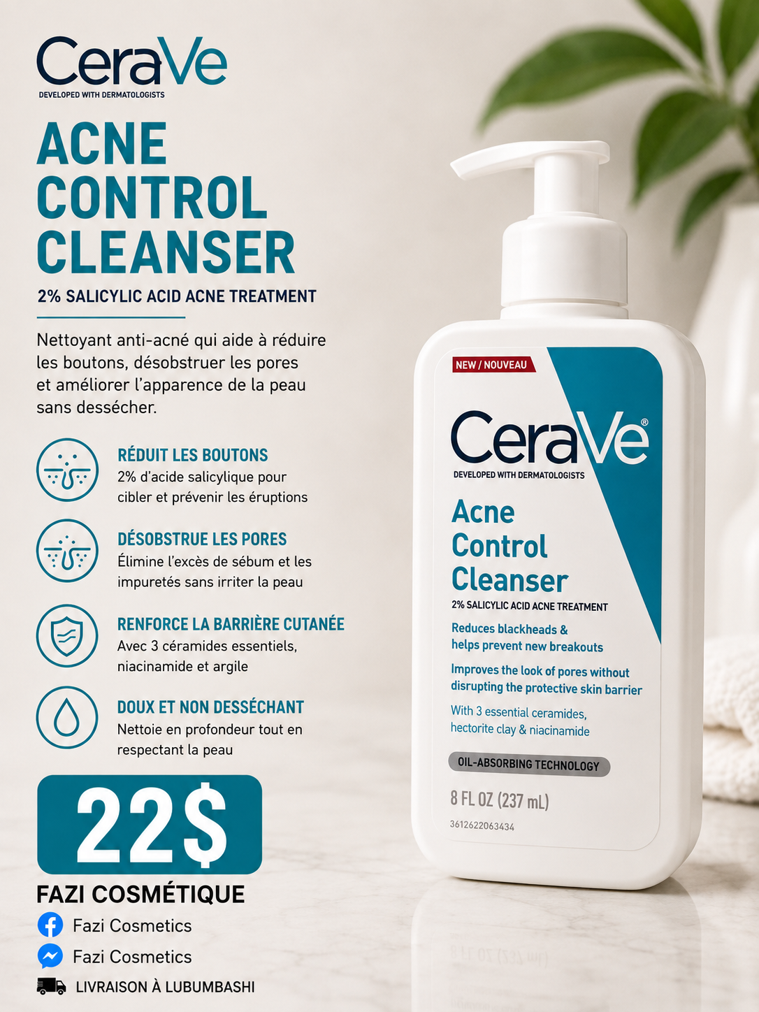 CeraVe Acne Control Cleanser 237ML