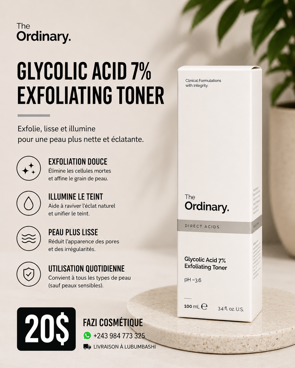 The Ordinary Glycolic Acid 7% Exfoliating Toner 100ML