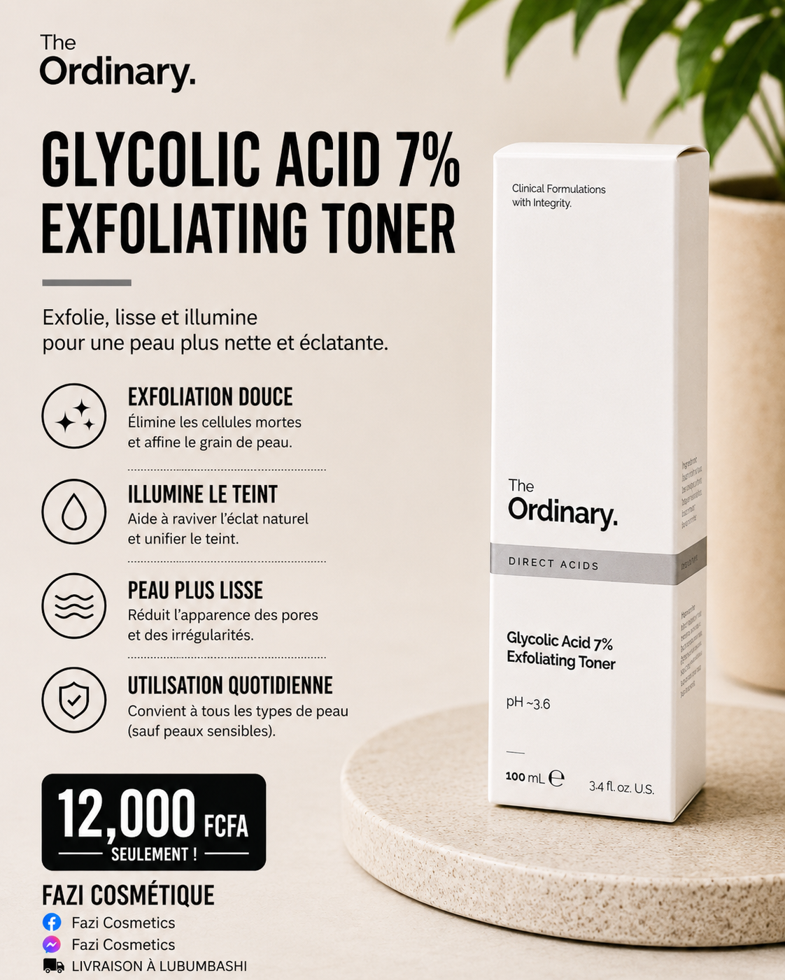 The Ordinary Glycolic Acid 7% Exfoliating Toner 100ML