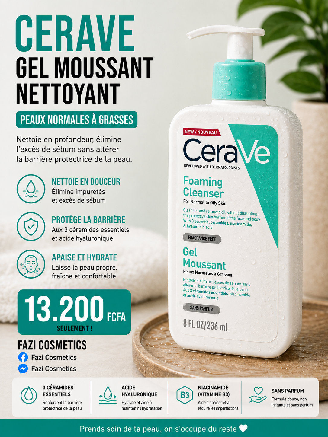 CeraVe Gel Moussant Nettoyant 236ML